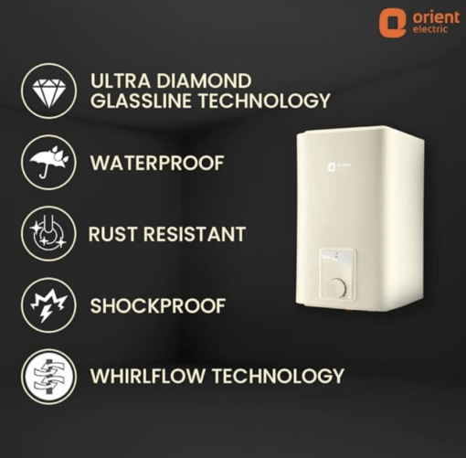 Orient Electric Evoke 15L Storage Glassline Water Heater(Geyser), 5-star BEE rated, Suitable for high rise - Image 2